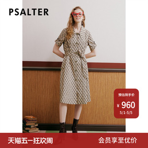 PSALTER诗篇夏翻领系带收腰印花风衣裙连衣裙