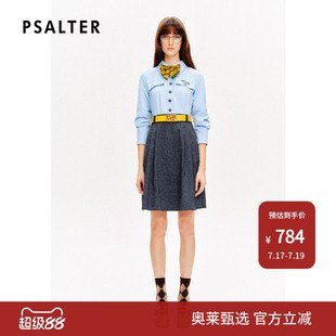 [智性学院风]PSALTER诗篇翻领假两件棉麻衬衫裙连衣裙夏