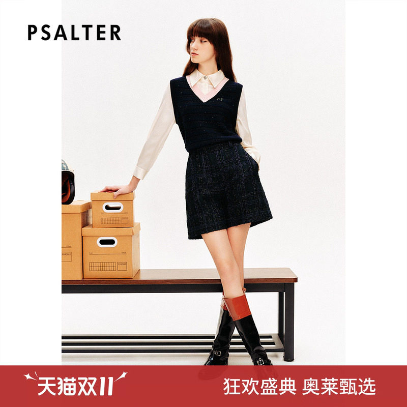 【春夏热卖】PSALTER诗篇休闲百搭粗花呢短裤休闲裤春款