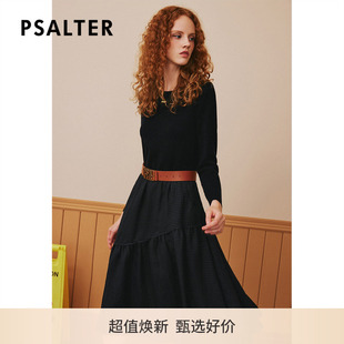 PSALTER诗篇秋圆领格纹假两件羊毛针织连衣裙 春夏热卖