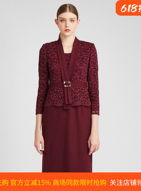 商场同款皮尔卡丹女装秋新款简约通勤修身淑女连衣裙P2318E2873T0