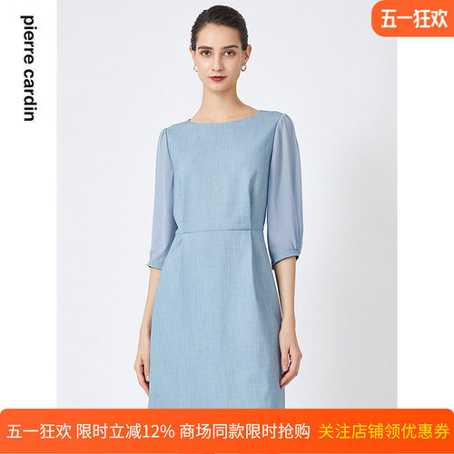通勤淑女纯色修身连衣裙