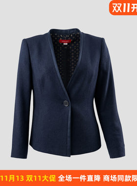 皮尔卡丹女装春季新款蓝色时尚一粒扣商务通勤西服P51000U3997N0