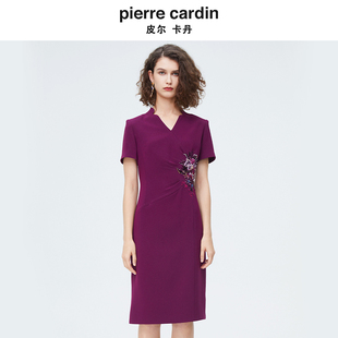 商场同款 新款 时尚 轻礼服刺绣连衣裙P4222D4095Z0 皮尔卡丹女装