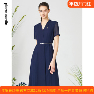 皮尔卡丹女装连衣裙知性通勤纱袖通勤收腰连衣裙P3215D3113L2
