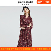 新款 简约修身 复古印花连衣裙 皮尔卡丹女装 专柜正品 P4428E4885T3