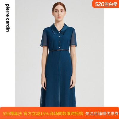 通勤淑女大摆纯色修身连衣裙