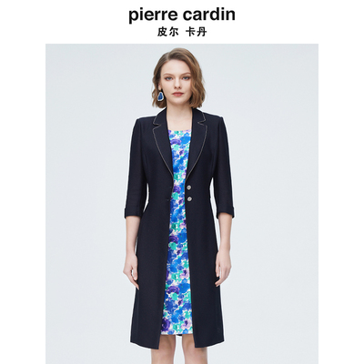 商场同款皮尔卡丹女装春季假两件修身淑女拼接连衣裙P4156E4057N0