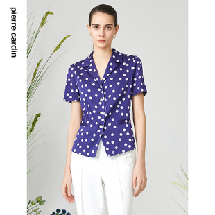 优雅波点真丝短袖 法式 通勤衬衣内搭P3227L3013L3 衬衫 皮尔卡丹女装