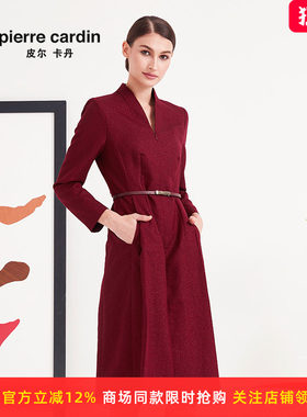 皮尔卡丹女装专柜正品酒红色长袖