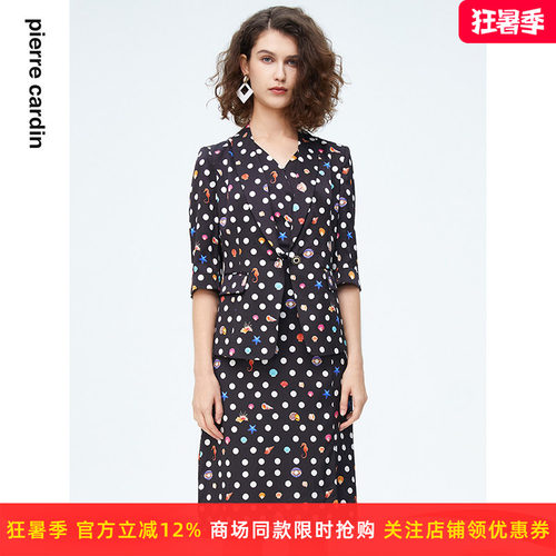 皮尔卡丹女装通勤淑女波点西服