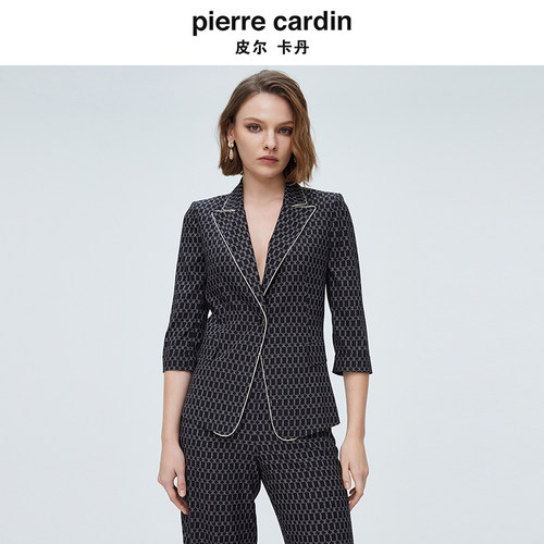 皮尔卡丹女装西服上衣春秋气质休闲高级感小个子外套P4127U4043B3