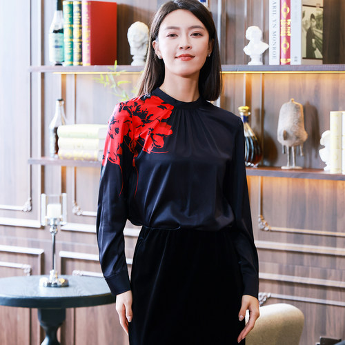 【真丝】皮尔卡丹女装秋季时尚个性桑蚕丝长袖衬衫P53162B5986B3