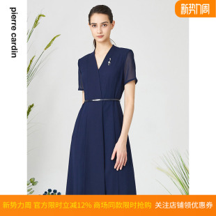 皮尔卡丹女装 通勤收腰连衣裙P3215D3113L2 连衣裙知性通勤纱袖