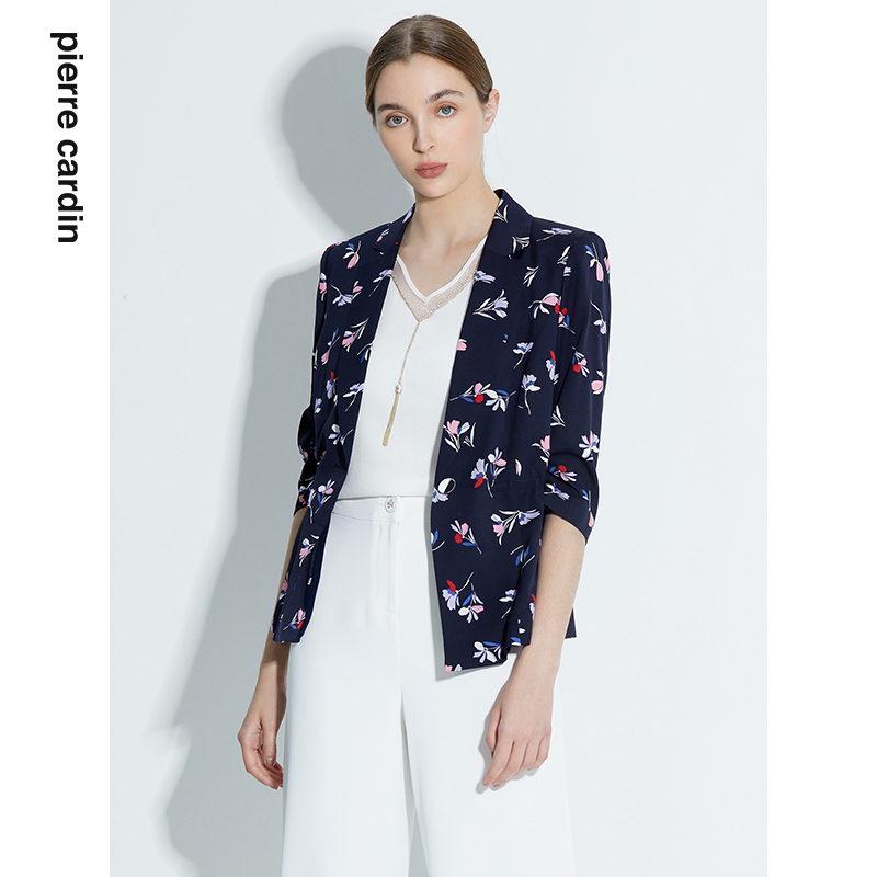皮尔卡丹女装轻商务真丝西服外套