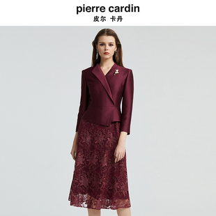 皮尔卡丹女装 醋纤拼接假两件连衣裙宴会通勤P4308E4927T0 秋冬新款