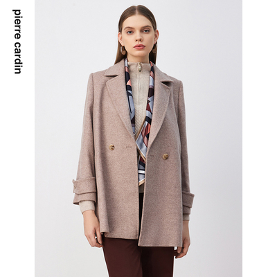 皮尔卡丹女装绵羊毛毛呢外套