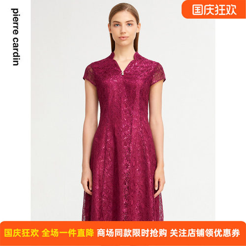 通勤大裙摆纯色连衣裙