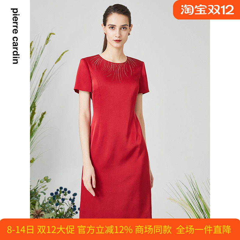 通勤淑女纯色修身连衣裙