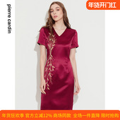 夏季 新款 酒红色短袖 皮尔卡丹女装 连衣裙婚庆装 P1202D1041D0