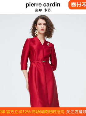 商场同款皮尔卡丹女装新款淑女轻仪式礼服修身连衣裙P4108E4001R2