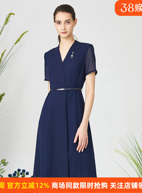 皮尔卡丹女装连衣裙知性通勤纱袖通勤收腰连衣裙P3215D3113L2