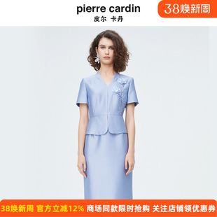 商场同款皮尔卡丹女装新款立体花式刺绣假两件连衣裙P4209D4130L0