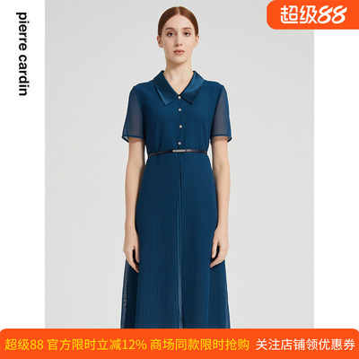 通勤淑女大摆纯色修身连衣裙