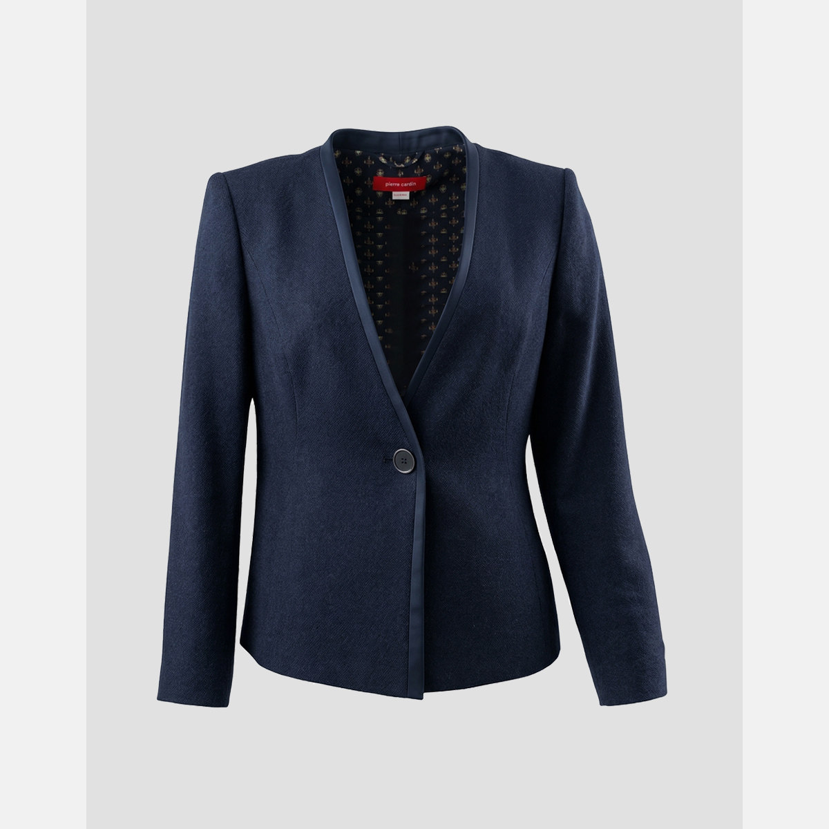 皮尔卡丹女装春季新款蓝色时尚一粒扣商务通勤西服P51000U3997N0