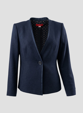 皮尔卡丹女装春季新款蓝色时尚一粒扣商务通勤西服P51000U3997N0