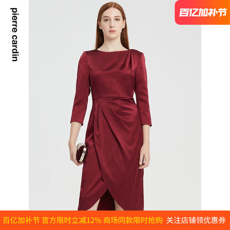 商场同款皮尔卡丹女装秋季新款端庄淑女气质礼服连衣裙