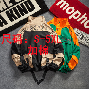 XZ216-BK11-P105 加棉加厚无运动套头情侣款夹克棉衣图片