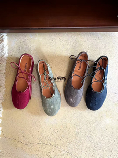 ZACH PENG复古小众设计玛丽珍鞋女2025年新款平底系带芭蕾舞单鞋