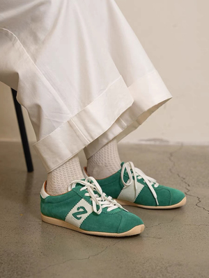 rura真皮软底阿甘鞋女2025春秋新款韩版运动休闲鞋复古芭蕾德训鞋