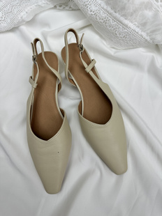 gelly法式复古包头低跟凉鞋女2025年新款尖头后绊带单鞋玛丽珍鞋