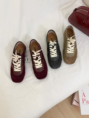 rura德训鞋女2024年秋季新款平底复古真皮运动鞋小众百搭休闲鞋