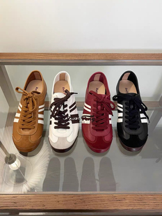 zachpeng2025新款真皮阿甘鞋休闲百搭运动鞋复古系带拼色德训鞋女