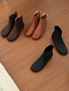 gelly原创女鞋2025年新款真皮短靴女韩版猫跟小及踝靴单靴瘦瘦靴