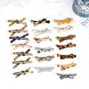 少女刘海侧边碎发头帘边夹发夹发卡韩国流行头饰醋酸顶夹发夹豹纹