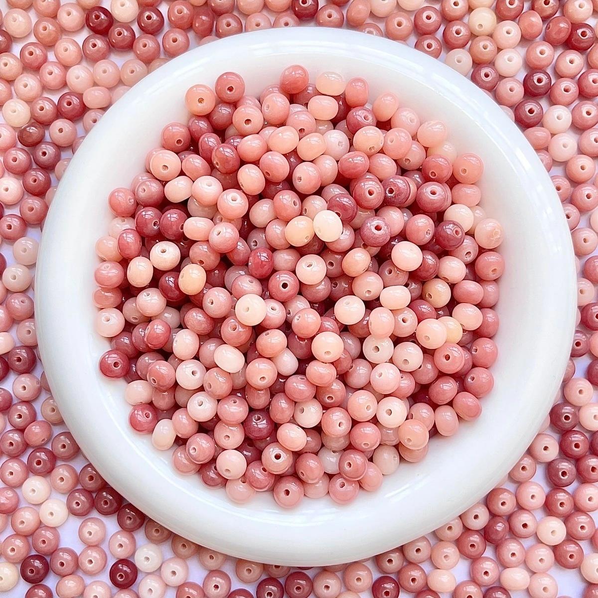 2025粉色算盘珠9x6mm菩提根散珠diy手工串珠佛珠念珠菩提子学生文