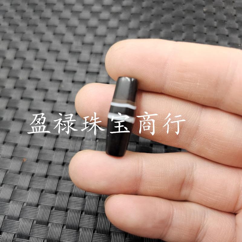 2025黑白缠丝玛瑙路路通玉石散珠四棱多棱玛瑙桶珠直柱饰品配件手