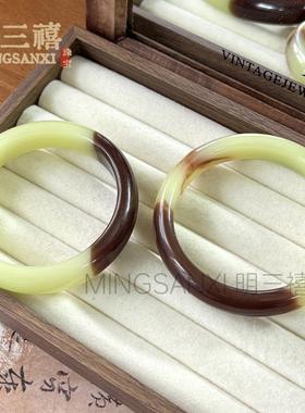 2026外蒙料镯子手镯女士镯子美人镯黄口糖色玉石手镯饰品配饰厂家