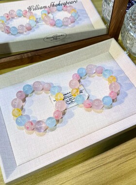 2026【蜜瓜沙冰】天然粉水晶樱花雨水晶手串海蓝手链温柔送闺蜜礼