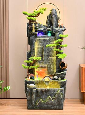 2026流水循环落地招财摆件喷泉假山加湿器办公室内外景观乔迁新居