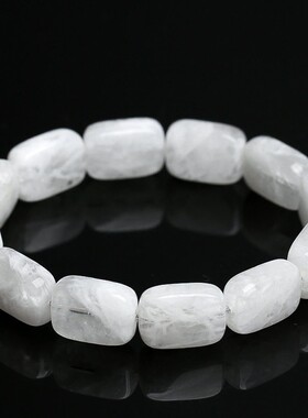 2026名都水晶 天然白幽灵手牌手串 白雪花幽灵方形手链 厂家直销