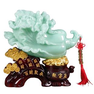 2026玉白菜摆件招财百财聚来聚宝盆客厅酒柜电视柜装 饰品开业乔迁