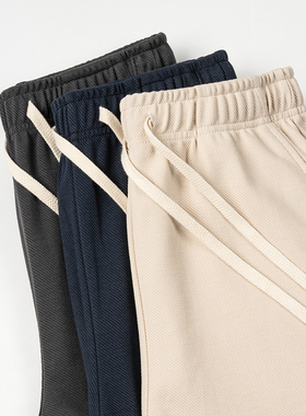 斜纹卫裤男夏季宽松直筒美式重磅休闲宽松运动裤男女春秋灰色裤子