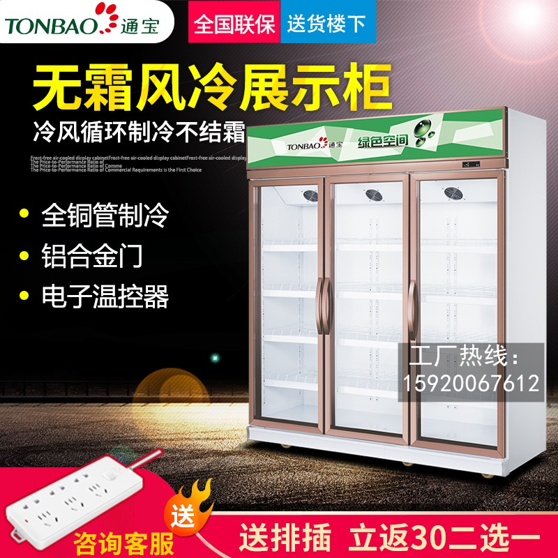 通宝立式冷藏展示柜饮料柜商用保鲜冰柜无霜风冷双开门超市冰箱
