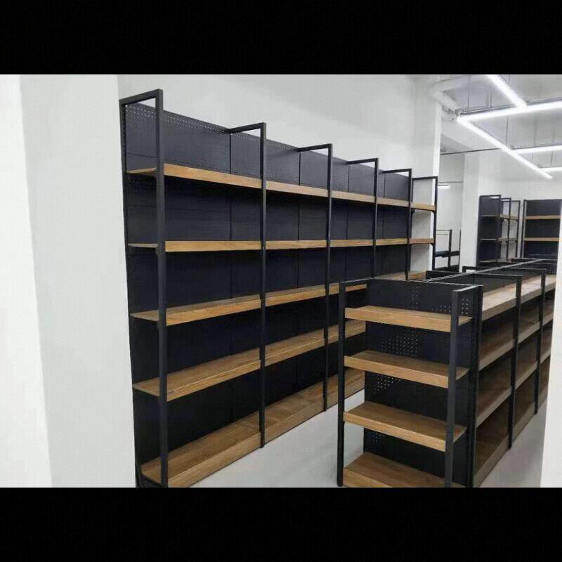 乌鲁木齐超市货架展示架便利店单面食品架母婴文具店中岛钢木货架