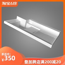定制定做切角加宽加高石英石台面带搓板水槽水池一体阳台洗衣机柜